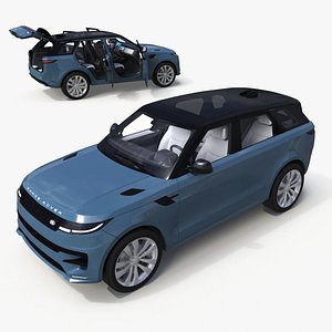 Range Rover Sport SUV Blue Rigged