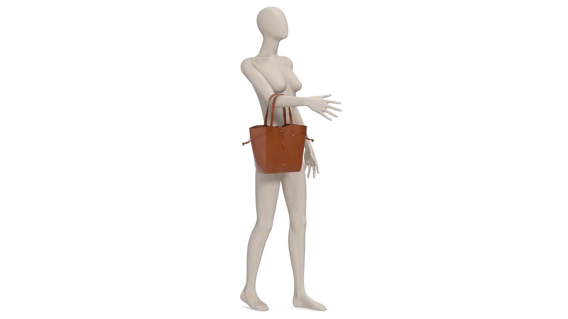 Furla Net Tote Bag Cognac on Mannequin 3D model preview