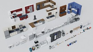 Realistic Kitchen Furniture Mega Pack Collection 3D model
