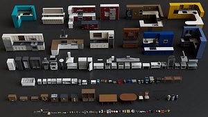 Realistic Kitchen Furniture Mega Pack Collection 3D model