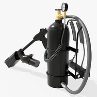 Portable Backpack Flamethrower Rigged for Blender