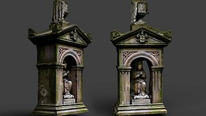 3D graveyard mossy tombstone monument ruins PBR photogrammetry model