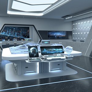 3D Modern Exhibition Hall and Holographic Table