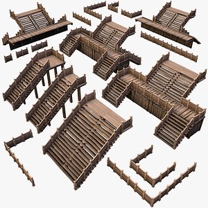 Stairs and Fences Medieval Pack 3D