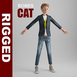 cartoon boy rigged cat hair 3d max