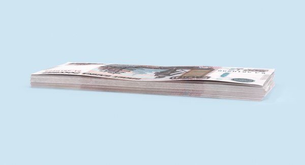 500 ruble note stack 3d model