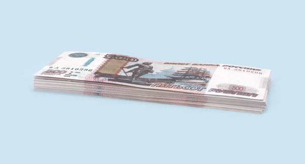 500 ruble note stack 3d model