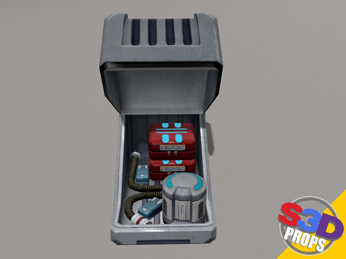 3d Sci-fi White Crate Model