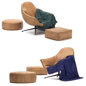 3D model lounge chair ears blanket