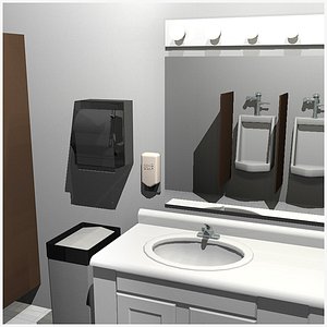 3D Public Restroom Set model