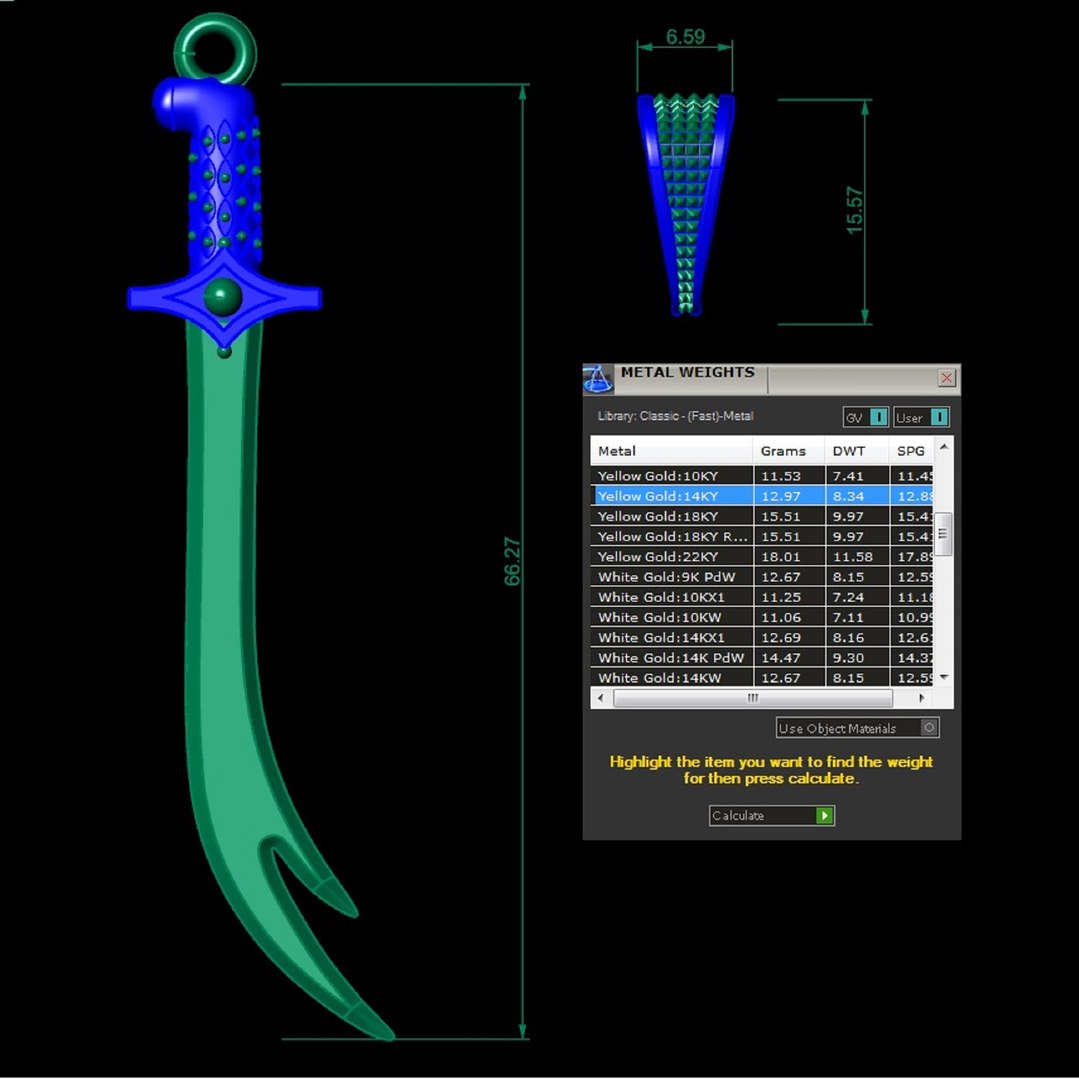 Pendant Sword Zulfiqar 3D Model - TurboSquid 1706455