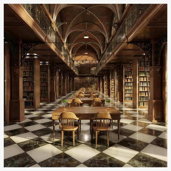 3D модель Vintage Library Interior - TurboSquid 1972552