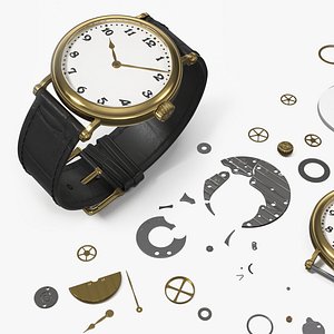 Gold Case Analog Dress Watch Black Strap