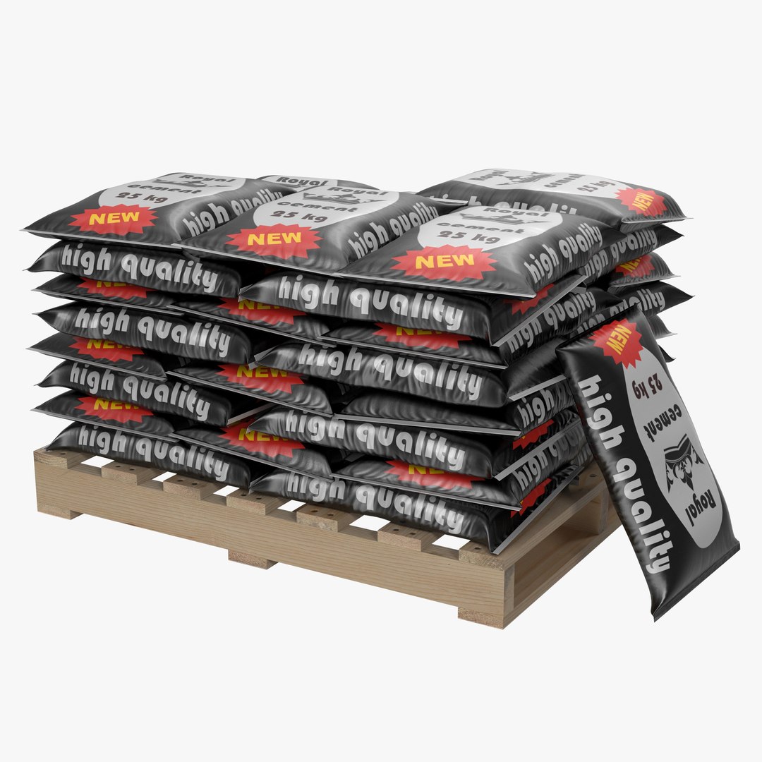 Pallet of Cement Bags 3D model preview