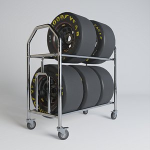 Wheel tire trolley 4 PBR 3D