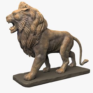 3d obj bronze lion sculpture