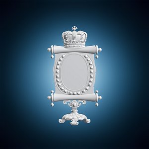 Jeweled Crown Scroll Frame 3D Print Model