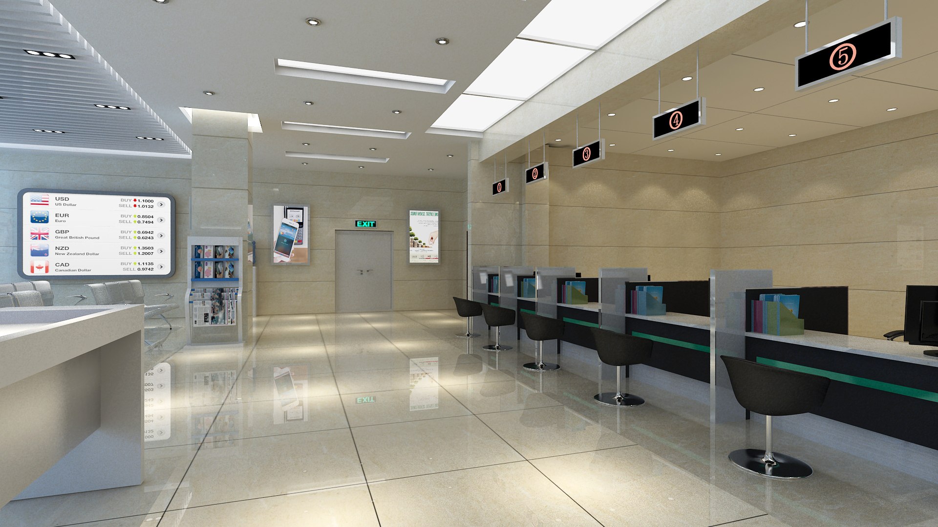 3D Bank Lobby 01 Model - TurboSquid 2088409