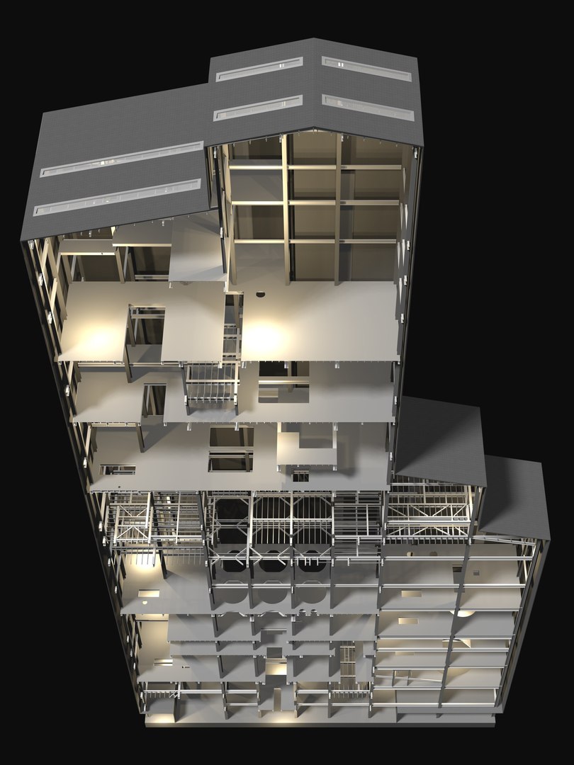 Factory Tower Building In Section Cut 25i03 Model - TurboSquid 2342441