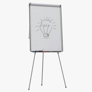 Flip Chart Stand with Sketch 3D model
