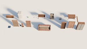 3D Props pack - mid-poly low-poly game-ready models Low-poly 3D model