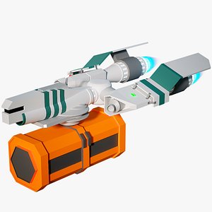 3D Lowpoly Cartoon Cargo Spaceship 06 Rigged PBR 3D model
