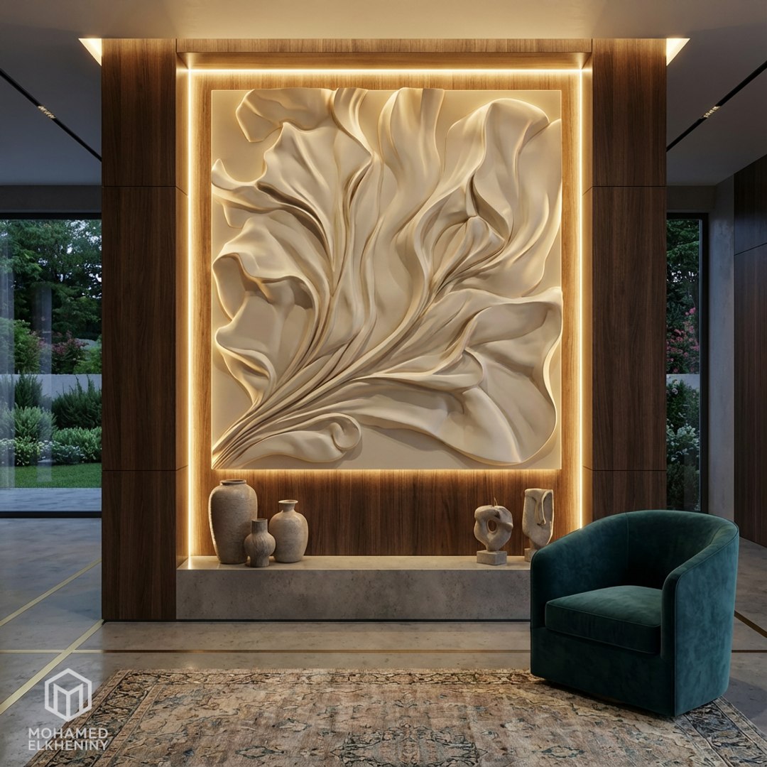 3D Model Modern Relief Panel Wall Decor Set STL Mural CNC 347 ...