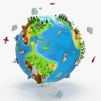 Stylized Cartoon Miniature Earth