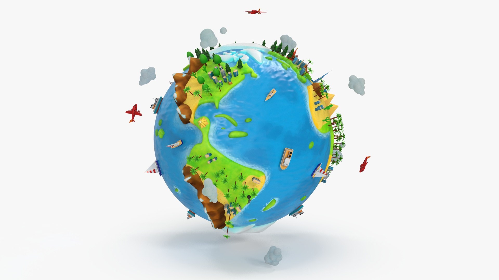 Stylized Cartoon Miniature Earth 3D model preview