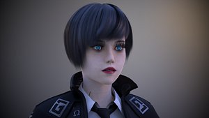 3D model Cyberpunk girl police Low-poly