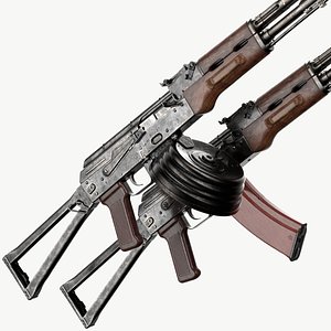 3D AKS-74 AKS-74N Kalashnikov Assault Rifle Game Ready
