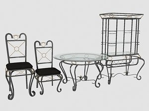 3d matching dining room set model