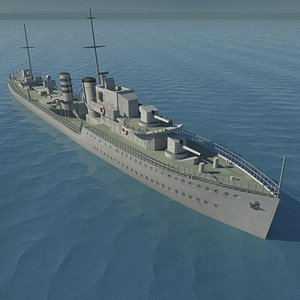 3d world war british destroyer model