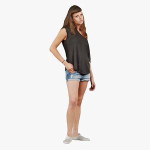3D model Woman in Jeans Short Remastered