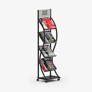 3D model Magazine Display Stand Black with Magazines