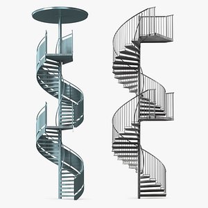 Spiral Fire Escape Stairs Collection 3D model