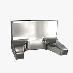 Brushed Chrome Double Robe Hook 3D