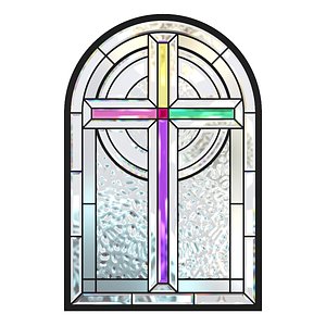 Stained-glass window Cross for church 3D model