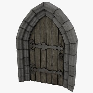 Medieval Door Double Stone Arch and Door 3D Model Low-poly 3D model 3D