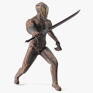 3D Futuristic Armored Soldier with Energy Blade