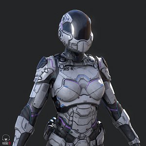 female sci-fi soldier 3D