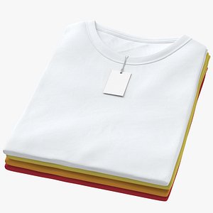 3D Female Crew Neck Folded Stacked With Tag Color Variations 02