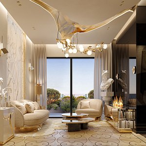 Interior Scene Using BOCA DO LOBO Brand Collection - SCENE 01 3D model
