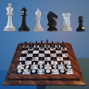 3D Low Poly Chess Set