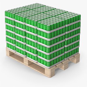 3D model Green Soda Can Packs On Pallet