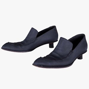 3D Black Leather Vintage Pumps Remastered