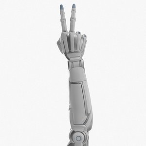 Cyborg arm shows peace