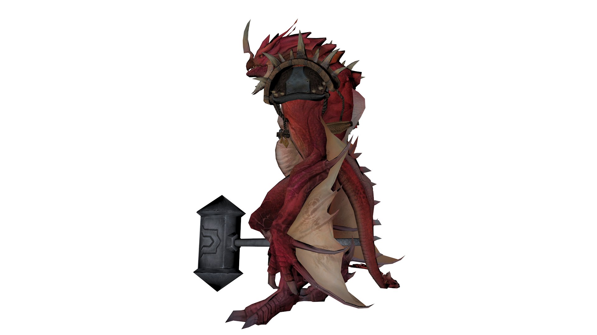 3D Fantasy Reptilian Tank With Giant Hammer - TurboSquid 2403819