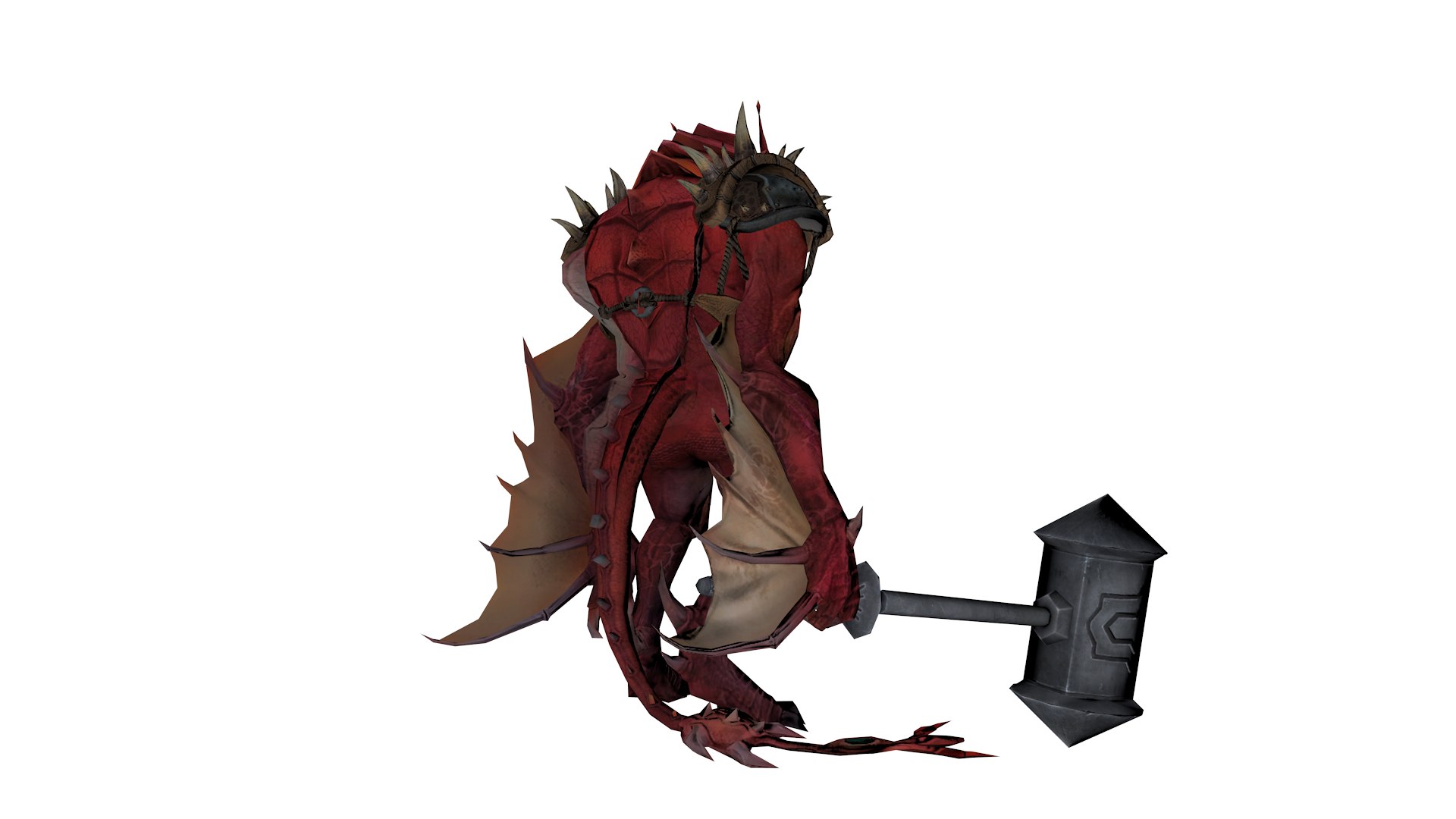3D Fantasy Reptilian Tank With Giant Hammer - TurboSquid 2403819