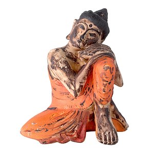 Antique Resting Wooden Buddha 3D model